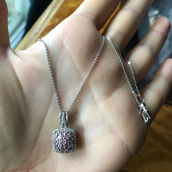 Natural Pink Sapphire Sterling Silver Necklace - Picture 8 of 8